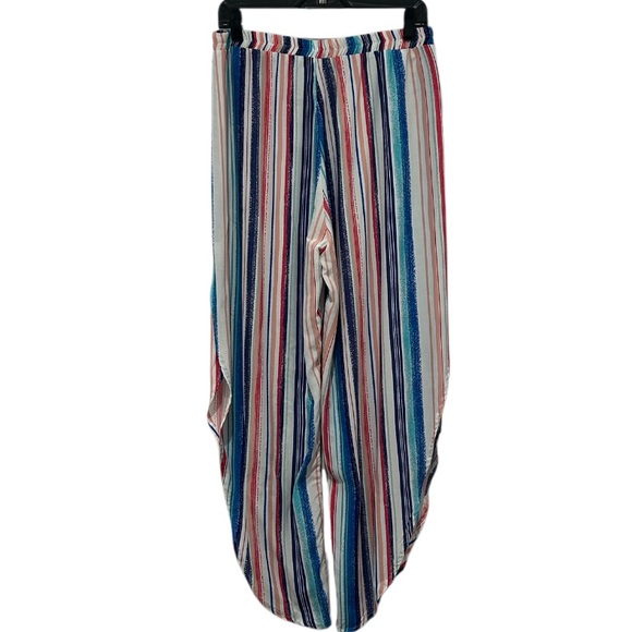Portocruz Women L Multi colored Striped Cover-up Beach Pant Retro 90’s Style NWT - Picture 10 of 13